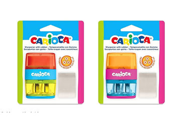 Набор Carioca: точилка двойная для карандашей+резинка 1шт 