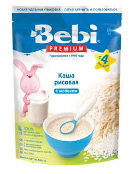 Каша молочная рисовая Bebi Premium (4+ мес.), 250 г 