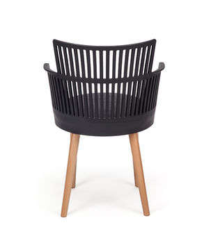 купить Пластиковый стул, деревянные ножки, 540x560.5x810 мм, черный в Кишинёве 