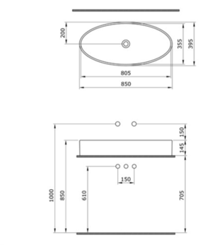 Lavoar Cortina Matt 85x40cm 