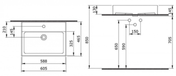 Lavoar Milano Slim Antracit Matt 60cm 