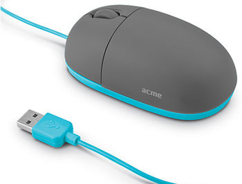 Acme MS11B Cartoon-blue Optical Mouse USB, Grey/Blue, 1000dpi, 1.5m (mouse/мышь), XMAS
