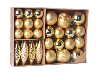 Set decoratiuni pentru brad 31buc, aurii, cutie 