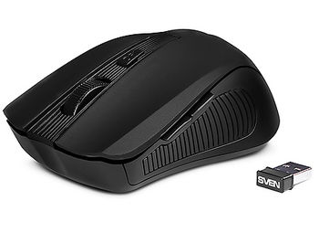 Mouse SVEN RX-345 Wireless Black, 600/1000/1400dpi, nano reciever, USB (mouse fara fir/беспроводная мышь)