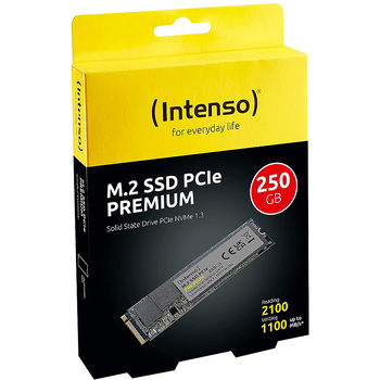 Внутрений высокоскоростной накопитель 250GB SSD NVMe M.2 Type 2280 Intenso Premium (3835440), Read 2100MB/s, Write 1100MB/s