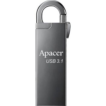 128GB USB3.1 Flash Drive Apacer "AH15A", Dark Gray, Metal, Keychain-Carabin,Capless (AP128GAH15AA-1) 