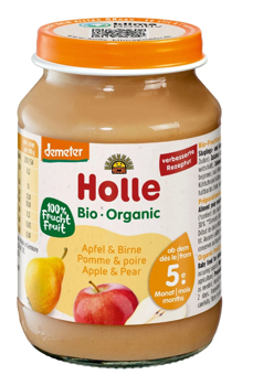 Пюре Holle яблочно-грушевое (5 месяцев+) Bio Organic 190г 