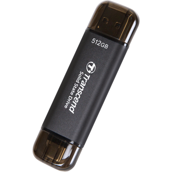 .512TB  Transcend Portable SSD ESD310C Black, USB-A/C 3.2 (71.3x20x7.8 mm, 11g, R/W:1050/950 MB/s) 