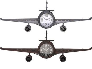 Часы "Самолет ретро" 1430X46X20cm, металл, черн/се 