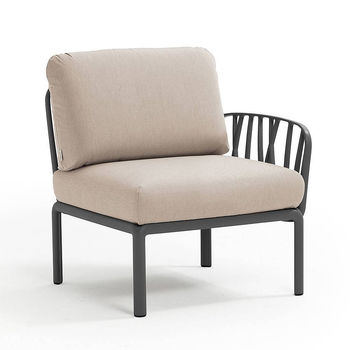 Кресло модуль правый / левый с подушками Nardi KOMODO ELEMENTO TERMINALE DX/SX ANTRACITE-canvas Sunbrella 40372.02.141