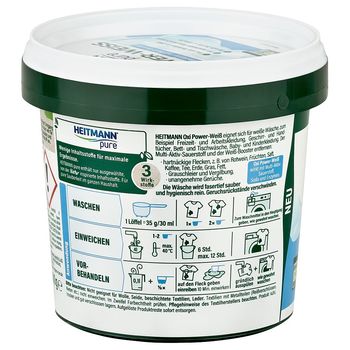 OXI-Power Weiss - Îndepartarea petelor de pe rufe albe pe baza de oxigen activ, 500g, Heitmann 