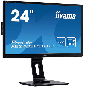 Monitor 23.8 Iiyama ProLite XB2483HSU-B3 AMVA LED Borderless 75Hz Monitor WIDE 16:9, 0.275, 4ms, Speakers 2x2W, HAS + Pivot, Advanced Contrast 80M:1, Static Contrast 3000:1, H:30-80kHz, 1920x1080 Full HD, USB Hub, HDMI/Display Port/VGA, TCO03