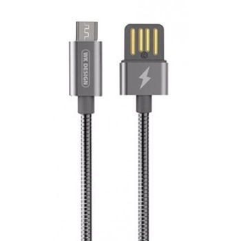 WK Design Cable USB to Micro USB Zinc Alloy 2.1A 1m, Silver 