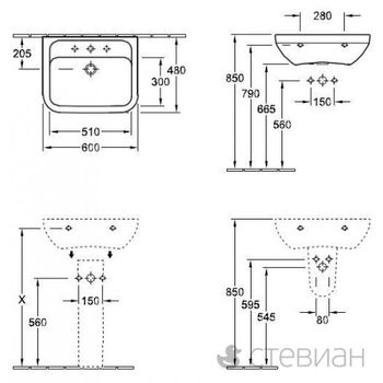 Lavoar suspendat 600 mm Villeroy & Boch Architectura 