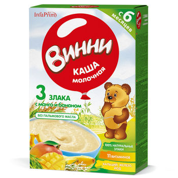 cumpără Vinni Terci Lapte 3 Cereale cu mango și banane 200g în Chișinău 