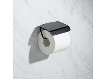 Suport pentru hârtie WC cu capac Tatay Onyx 12X10X5cm, negru 