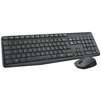 Logitech MK235 Комплект клавиатуры и мыши, беспроводной, серый 