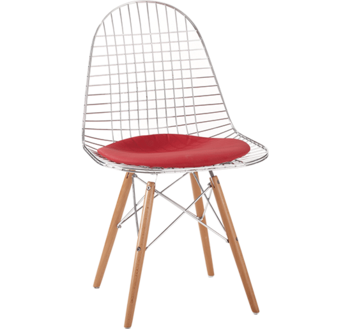 купить Металлический стул с деревянными ножками и красным текстильным сиденьем. в Кишинёве 