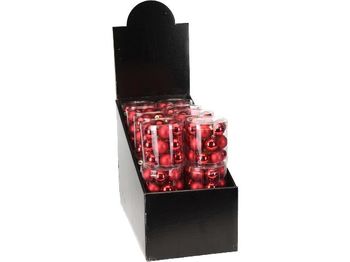 Set globuri din sticla 18X30mm, in cilindru, 9mate, 9lucioase, rosu clasic 