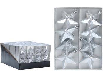 Set decoratiuni pentru brad "Stea" 8X65mm, argintii 