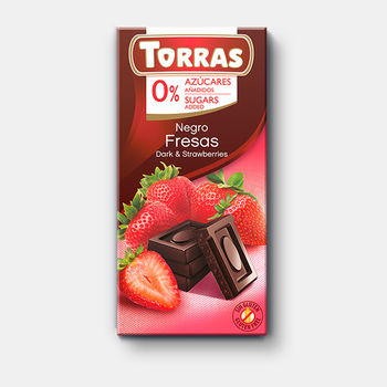 Шоколад темный с клубникой без сахара Torras без глютена 75г 