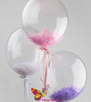 Прозрачные воздушные шары с перьями 