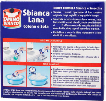 Omino Bianco LANA отбеливатель/пятновыводитель для для шерсти, шелка и хлопка, 10капсул 