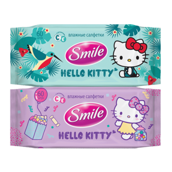 Влажные салфетки Smile Hello Kitty, 60 шт. 