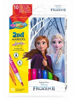 Набор фломастеры 2 в 1, 10 цветов - Colorino Disney Frozen 
