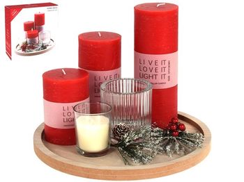 Set de aromaterapie Christmas 6buc, tava din lemn 