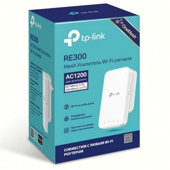 Wi-Fi AC Dual Band Range Extender TP-LINK "RE300", 1200Mbps, Mesh, Integrated Power Plug 