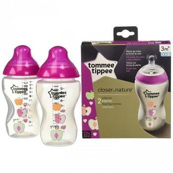 Бутылочка Tommee Tippee с рисунком (3+ мес.), 340 мл. 2шт. 