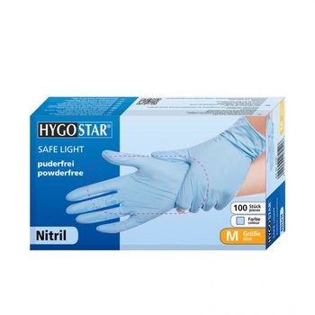 Перчатки NITRIL SAFE LIGHT, размер M, ГОЛУБЫЕ, 100шт, HYGOSTAR, FM 