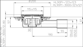 cumpără Sifon de pardoseala interior orizontal PP D. 40/50 cu grila inox (123 x 123 mm) H=57 mm HL90Pr  HL în Chișinău 