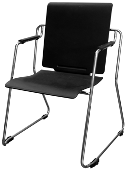 купить Пластиковый офисный стул с хромированными ножками и серой сетчатой спинкой. в Кишинёве 
