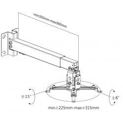 Ceiling/Wall Mount Reflecta, "TAPA" Universal  Silver, 430-650mm, max.load 20kg, 23056 