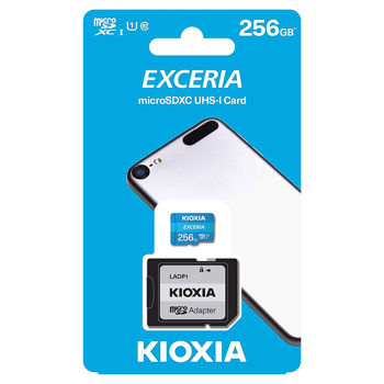 Card de memorie 256GB Kioxia Exceria LMEX1L256GG2 microSDHC (Toshiba), 100MB/s, (Class 10 UHS-I) + Adapter MicroSD->SD