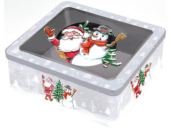 Коробка рождественская 18X18X9cm с прозрачной крышкой 