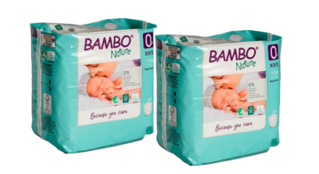 1 Set 2 pachete Scutece Bambo Nature 0  (1-3 kg), 24 buc 