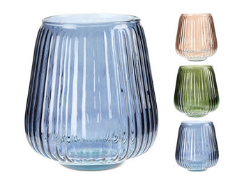Vaza din sticla "Stripes" H19cm, D16cm, 3 culori 