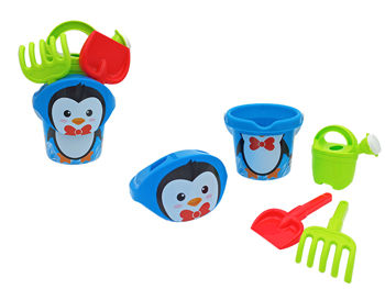 Set de jucarii pentru nisip in caldarusa "Pinguin" 5buc, 23cm 