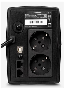 UPS SVEN Pro  650, 650VA/390W, Line Interactive, AVR, LCD, USB, 2xShuko Sockets 