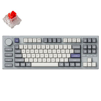 Tastatura Keychron Q3 Pro QMK/VIA Wireless Custom Full-Metal Mechanical Keyboard (Q3P-X1) Silver Grey, 80% TKL layout, Knob, RGB Backlight, Keychron K pro Mechanical Red Switch, Hot-Swap, Bluetooth, USB Type-C, gamer (tastatura/клавиатура)