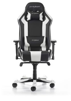 Gaming Chairs DXRacer - King GC-K06-NW-S3, Black/White/Black - PU leather & Carbon look PVC,Gamer weight up to 150kg/growth 160-195cm,Foam Density 54kg/m3,5-star Wide Alum Base,Gas Lift 4 Class,Recline 90*-135*,Armrests:4D,Pillow-2,Caster-3*PU,W-30kg