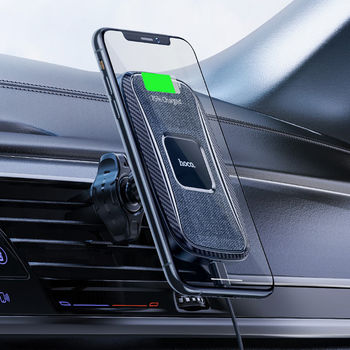 Hoco CA75 Magnetic (Wireless Charger 15W) [Black] Авто держатель с беспроводной зарядкой 