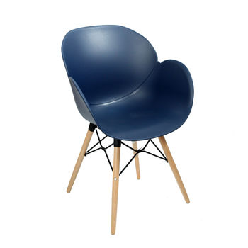 купить Пластиковый стул, деревянные ножки с металлической опорой 590x580x850 мм, голубой в Кишинёве 