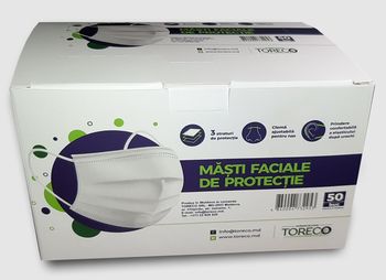 Одноразовая защитная маска для лица, 50шт, TORECO 