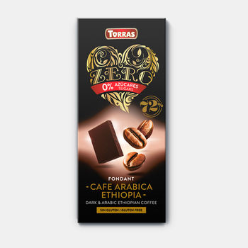 Ciocolata neagra 72% cu boabe de cafea Etiopia f/a zahar, f/a gluten Torras 125g 