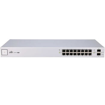Ubiquiti UnFi Switch 16 (US-16-150W), 16-Port Gigabit RJ45, 2-ports SFP, 150W, POE+ IEEE 802.3at/af and 24V Passive PoE, PoE Output 150W, Non-Blocking Throughput: 18 Gbps, Switching Capacity: 36 Gbps, Rackmountable(retelistica switch/сетевой коммутатор)