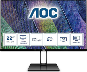 купить 21.5" AOC IPS LED 22V2Q Borderless Black (5ms, 20M:1, 250cd, 1920x1080, 178°/178°, Display Port, HDMI, Audio Line-out) в Кишинёве 